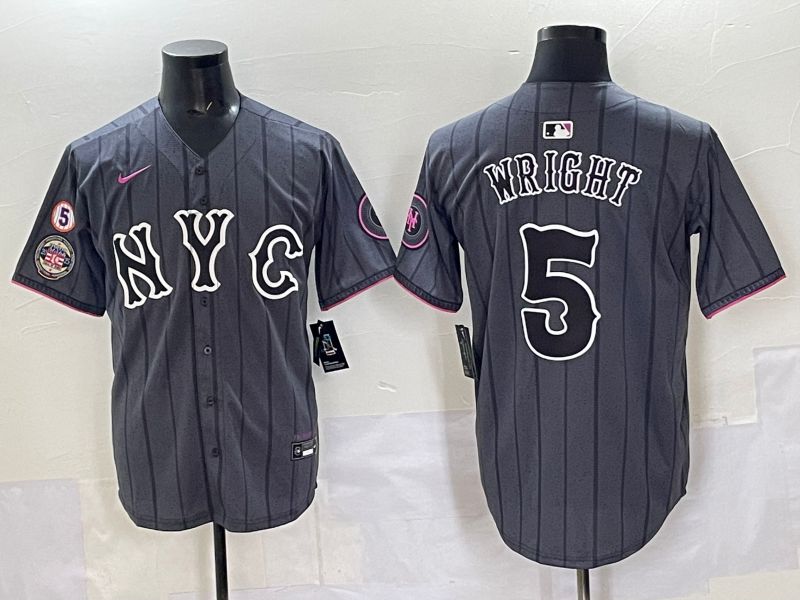 Men 2025 New York Mets #5 Wright Grey Game Nike MLB Jersey style 08->new york mets->MLB Jersey
